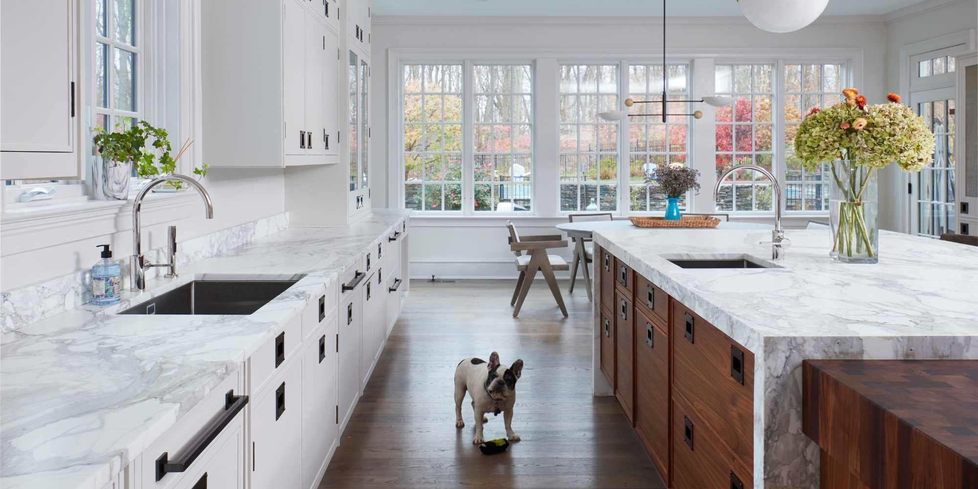 Spacious bright kitchen in a high-end custom home by TR Design Build in New Canaan, CT