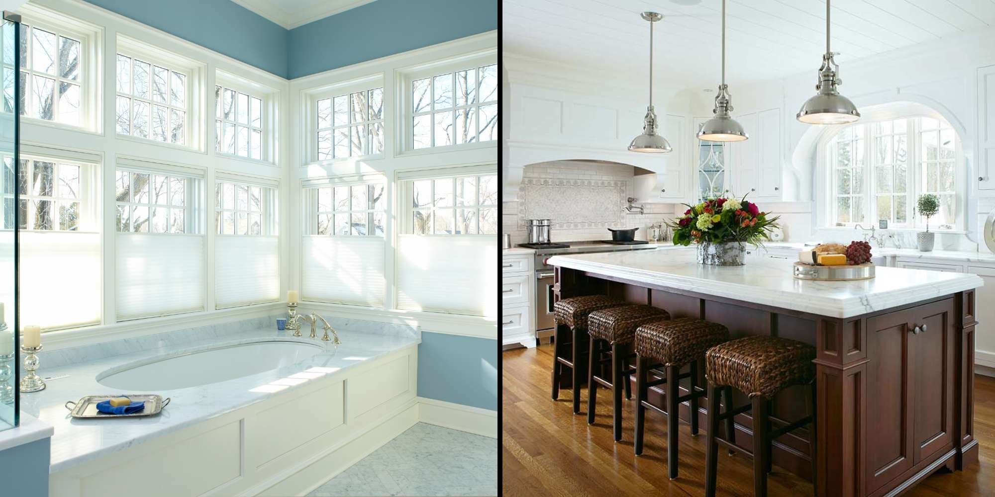 Spacious bathroom and kitchen in a custom home in New Canaan, CT by TR Design Build