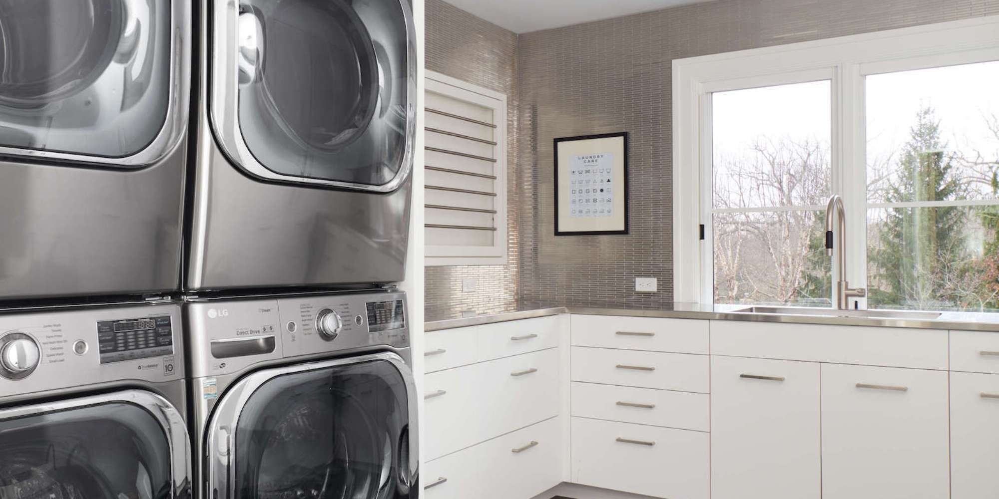 Laundry room renovation with stainless finishes by TR Design Build, New Canaan, CT