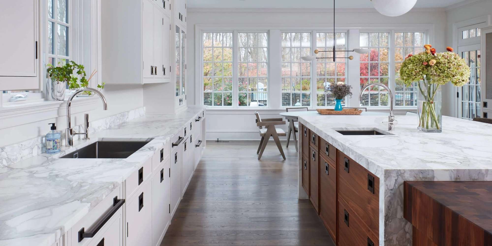 TR Design Build kitchen renovation with large island and natural light in New Canaan, CT