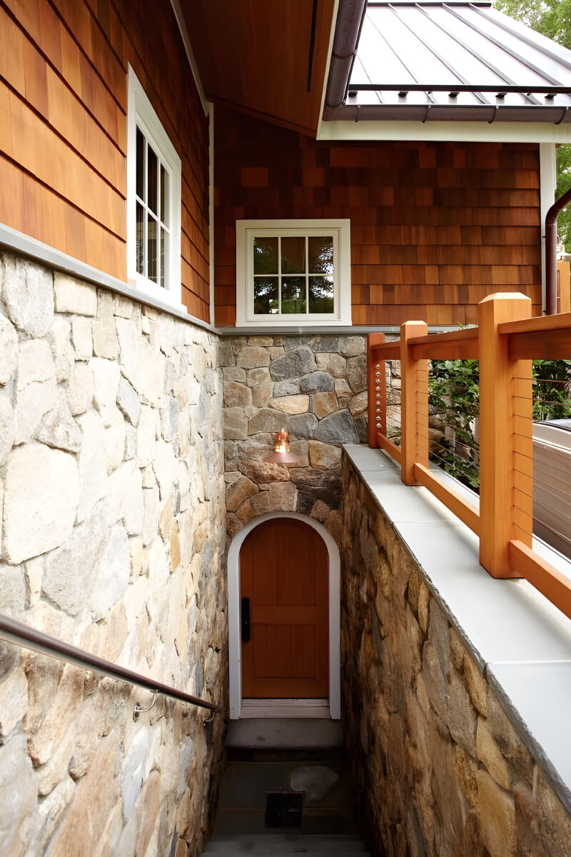 wood patio house stairs