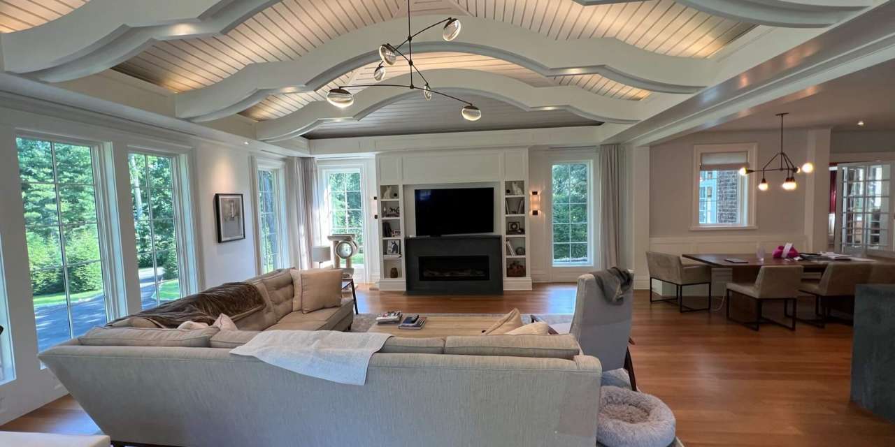 Living room in a whole home remodel by TR Design Build in New Canaan, CT